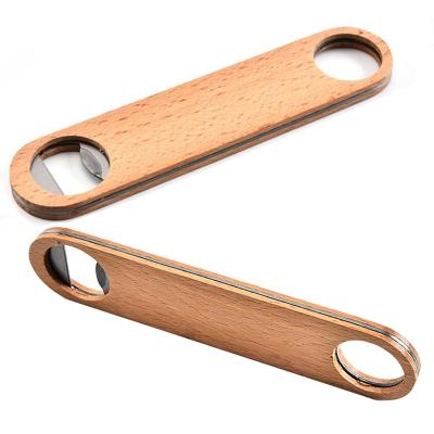 China Sustainable Kitchen Tools Custom Empty Wooden Handle Personalized Bartender Bottle Opener Blanks With Free Engraving for sale