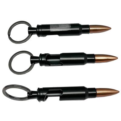 China Wholesale Cheap Custom Viable China Metal American Flag 50 Gauge Bullet Key Chain Black Bottle Opener For Veterans for sale