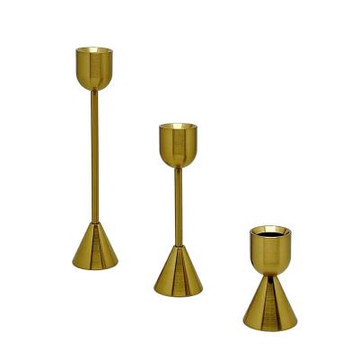 China Suppliers Home Vintage Decor Wedding Decor Decorative Centerpiece Set 3 Candle Holder Gold Brass Candle Holder for sale