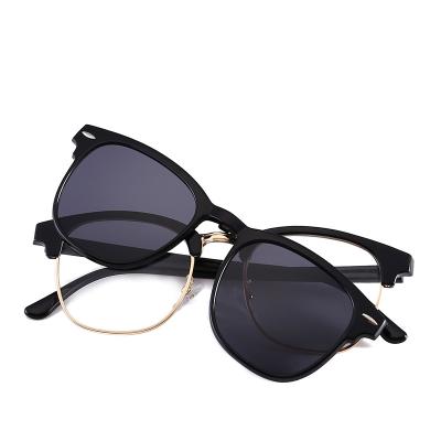 China New Retro Round TR90 Frame Fashion Sunglasses Magnetic Optical Glasses TAC Polarized Classic Clip On Sunglasses for sale