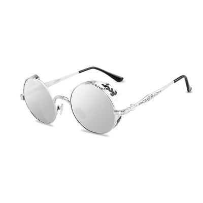 China Steampunk Sun Glasses Manufacturers Special Design Lens Metal Steampunk Stylish Unisex Adult Round Sunglasses for sale