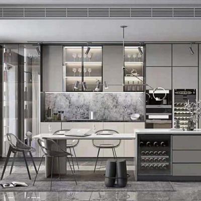 China Latest Modern Modern Kitchen Designs 2022 Custom American Modern Stainless Steel Kitchen Cabinets for sale