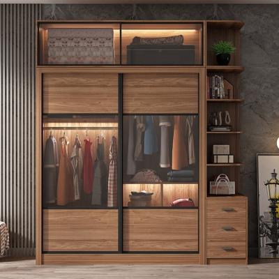 China Customized Cheap Wooden Bedroom Glass Furniture Home Cabinet Fabric Design Wardrobe for sale