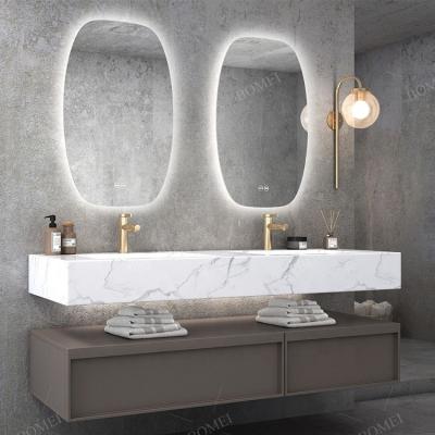 China Custom Water Proof Hotel Washroom Mirror Wall Mount Modern Double Vanity For Bathroom for sale