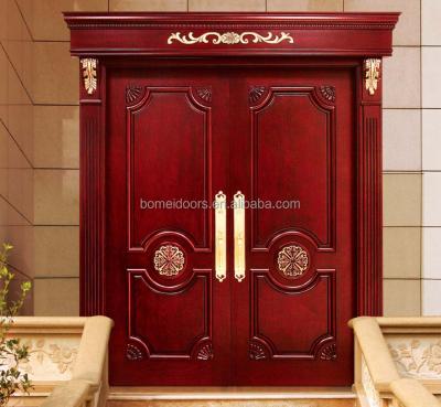 China Swing Villa Front Entry Wood Doors Double Door Solid Wood Design for sale