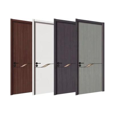 China Modern Simple Interior Wooden Door Walnut Panel Design Solid Wood Interior Door for sale