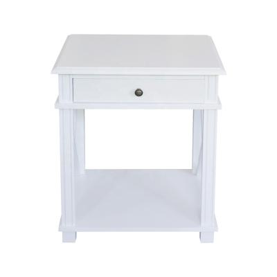 China Solid Wood Hamptons Halifax One Drawer Bedside Lamp Table Nightstand White for sale