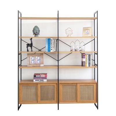 China Factory Price High Quality Adjustable Hot Sale Metal Storage Book Shelves Industrial Wood Bookcase With Cabinet for sale