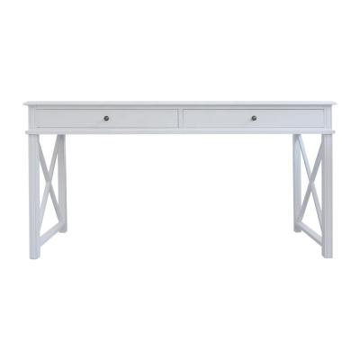 China Eco-Friendly Hamptons Long Side Cross Study Sumputer Table Desk in White for sale