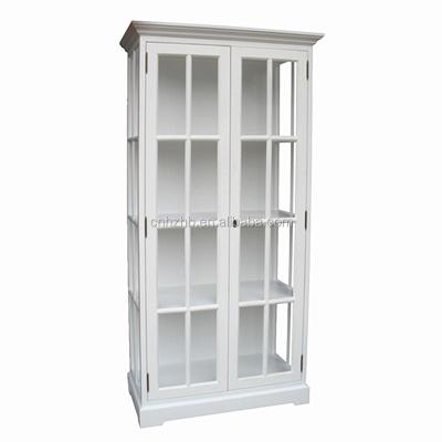 China Hot Selling High Quality Solid Wood Lockable White Wooden Glass Display Case for sale