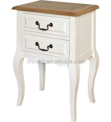 China Eco - Friendly French Style White Bedroom Furniture Solid Wood Night Stand for sale