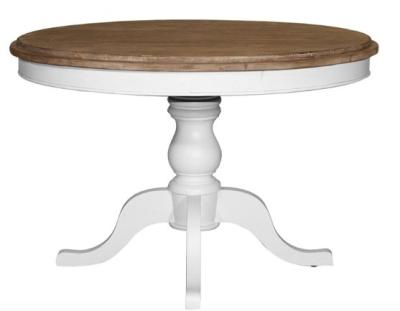 China Hot Selling Solid Wood Recycled Wood Round Dining Table White Round for sale