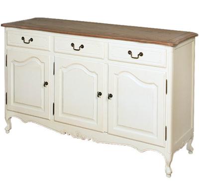 China Beautiful Finished Vintage French Provincial Furniture Antique Sideboard in Luxury White with Oak Top for sale