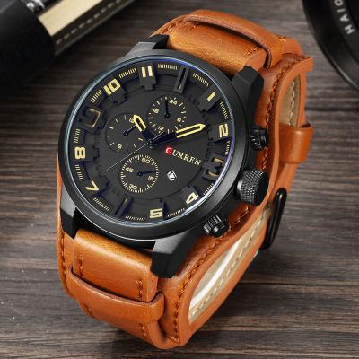 China Full Calendar Date CURREN 8225 Japan Quartz Movt Automatic Watch Man Leather Wristwatches Wholesale China Watches for sale