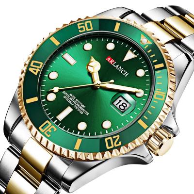 China Automatic Date Drop Selling Men Watches Male Green Gold Watch Sport Clock Quartz Steel Quartz Wrist Watch For Men for sale