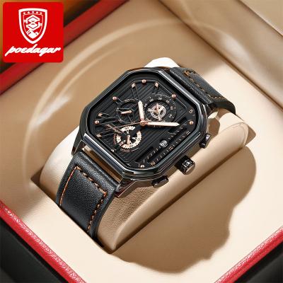 China Top Luxury Automatic Date Brand Quartz Wrist Watch Waterproof Leather Band Fashion Double Time Watch Men Wrist for sale