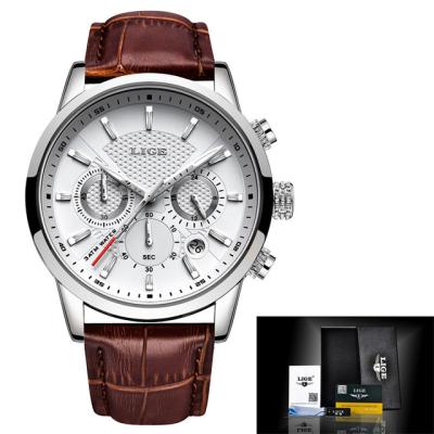 China Automatic Date ALLOY Charm Lige 9866 Classy Mens Quartz Watches Date Water Proof Fashion Men Leather Wrist Watch for sale