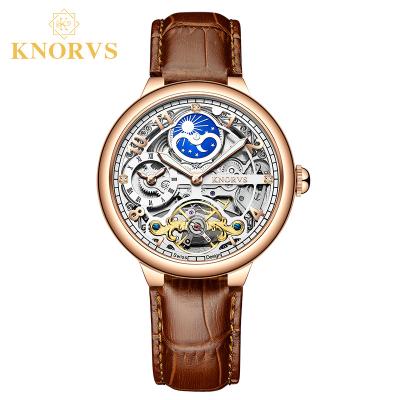 China High Quality Waterproof Luxury Men's Moon Watches K002 Skeleton Mechanical Watch Phase 3ATM for sale