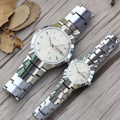 China Hot Selling Auto Date Men Watch Waterproof Night Lights Couples Watch Stainless Steel Quartz Wristwatches for sale