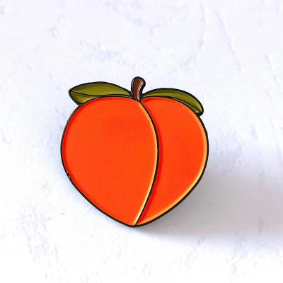 China Wholesale Custom USA Fruit Peach Shaped Soft Lapel Pins Factory Direct Enamel Sale No MOQ for sale