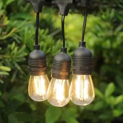 China Outdoor led extension s14 string lights glass bulb string lights s14 IP65 15M Commercial garden s14 string lights 15 light sockets for sale