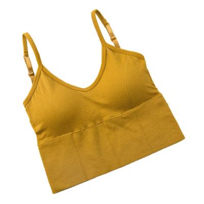 China Women's Breathable Sport Bras Crop Top Girl Sleeveless Removable Bra Brazil Workout Yoga Pads Nylon Tank Top Top Sexy Clothing for sale