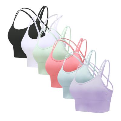 China Custom Women's Sportswear Sports Bras Sports Bra Yoga Gym Wear OEM Top Fitness Sexy Hot ODM Breathable Criss-Cross Stretch Strappy for sale