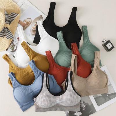 China Women Brazil QUICK DRY Bra With Removable Pads Wire Free Night Bra Tank Top Daily Wear Bra Top for sale