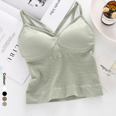 China Brazil Breathable Tank Tops For Women With Detachable Bra Cups Solid Color Sleeveless Top Seamless Basic Camisole for sale