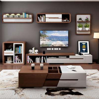 China (Other)Wholesale Price Modern Adjustable Wooden With Glass Top TV Stand For Living Room Furniture TV Cabinet for sale