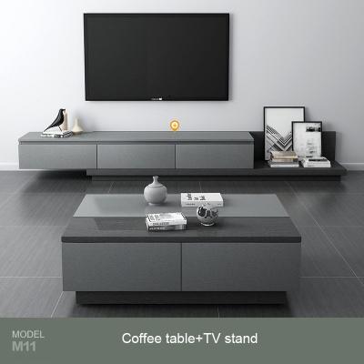 China Combination of Nordic style simple modern adjustable storage drawers TV stand cabinet coffee table (other) wood combination for living room for sale