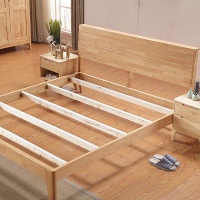 China 2019 Hot Selling European Modern 1.8 and 1.5 Meters Foldable Bedroom Furniture Oak Single Bed Solid Wood Bed for sale