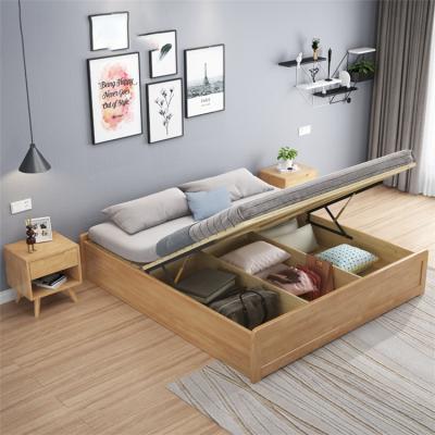 China Nordic Style Bedroom Solid Wood Japan Solid Wood With Drawer Storage Box Bed Bedroom Furniture For Hotel for sale