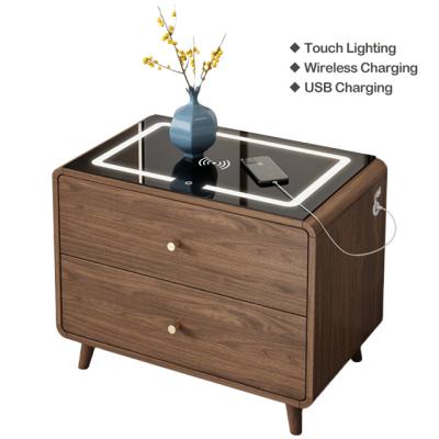 China (Size)Adjustable Smart Bedside USB Wireless Charging Creative Light Luxury Multi-Function Infrared Sensitive LED Light Nightstand for sale