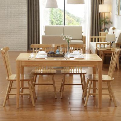 China Solid Oak Wood Solid Wood Nordic Simple Modern Popular Style No Dining Set Folding Table Set With 4 Chairs For Dining Room for sale