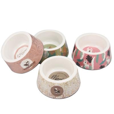 China Stored Pet Supplies Wholesale Round Melamine Stainless Steel Feed Pet Cat Dog Slow Bowl for sale