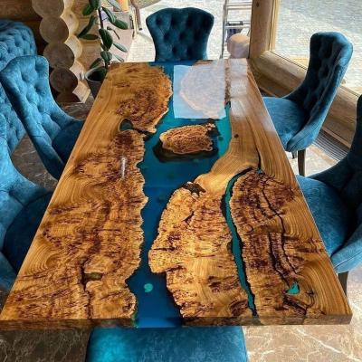 China Factory Wholesale Custom Epoxy Wood Dining Table Resin and Wood Slab Table OEM for Dining Room Furniture and Office Furniture for sale