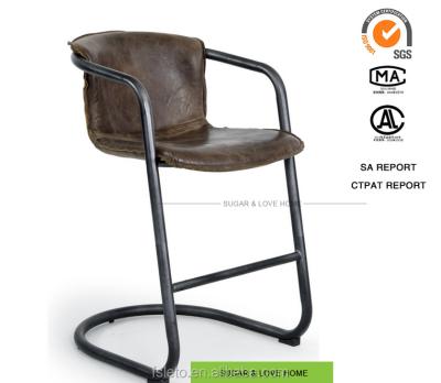 China Europen Furniture Loft Style Industrial Metal Leather Bar Stool / Counter Stool for sale