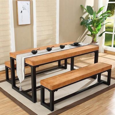 China Restaurant Modern Furniture Dining Table Set Wooden Table with Bench and Bench Custom Solid Wood Table with Fast Delivery for sale