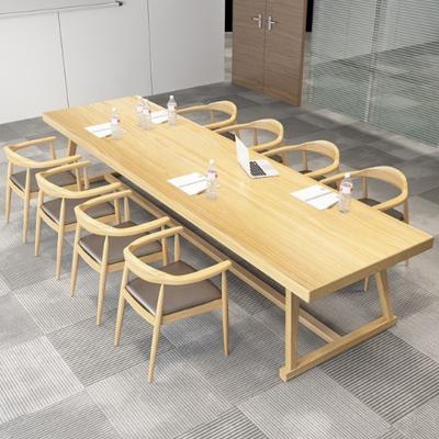 China Modern solid wood solid wood furniture long office furniture conference table meeting table pine wood for sale