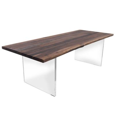 China Black Walnut Solid Wood North American Dining Table With Acrylic Leg Custom Table for sale