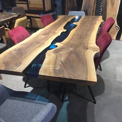 China Other Custom Optional Colors Top River Dining Slab Resin Wood Table MOQ 1 Piece 8 Feet By 3 Feet for sale