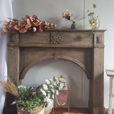 China New Design Modern Free Standing Antique French Decorating Wooden Fireplace Egyptian Mantel for sale