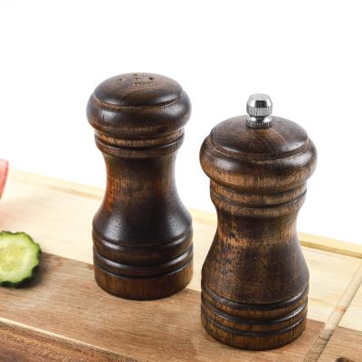 China Viable manual wooden salt and pepper grinder/wooden pepper grinder/natural wooden pepper mill set for sale