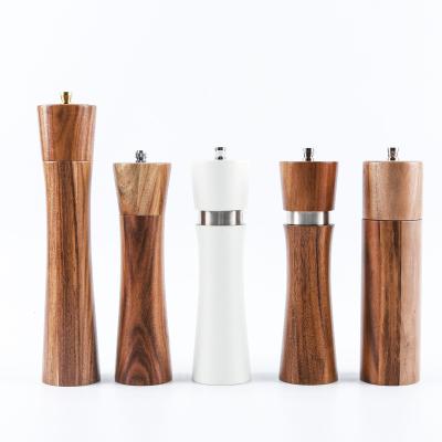 China Customized High Quality Sustainable Wooden Salt and Pepper Mill Acacia Wooden Pepper Mill with Ceramic Grinding Core for sale