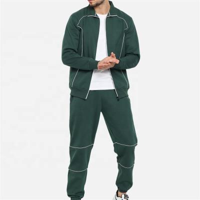 China Polyester / Cotton Custom Design Gym Wear Zipper Two Pieces Jogger Tracksuit Sets For Men for sale