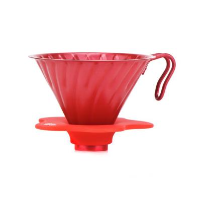 China Sustainable High Quality Permanent Hanging Stainless Steel Pour Over Cone Dripper - Red Cafe (1-2 Pax) Coffee Tool for sale