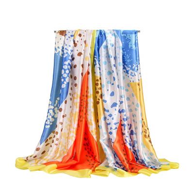 China Comfortable Hot Selling Smooth Printed Elegant Custom Silk Scarf Women Hijab Shawl Satin Long for sale