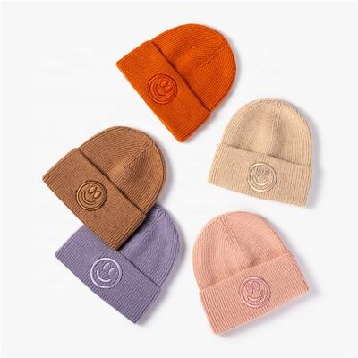 China Custom Beanie Embroidered Winter Hat Smiley Beanie Hats Smiley Winter Warm Cashmere Men Women Hats for sale