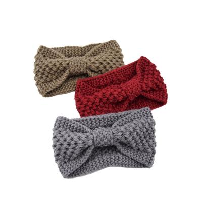 China Knit Pop Fashion Wholesale Winter Colors Various Women Wire Knit Bow Knitted Headband for sale